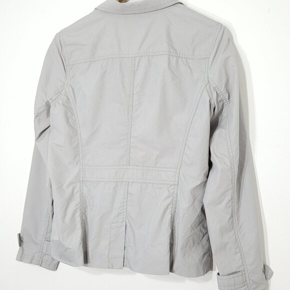Contemporaine | Light Gray Button Front Casual Jacket Coat Pockets Cotton Medium - Picture 8 of 10